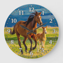Horse en foal Wall-klok