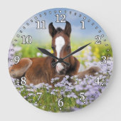Horse en foal Wall-klok Grote Klok (Voorkant)