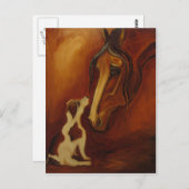 Horse en Jack Russell Briefkaart (Voorkant / Achterkant)