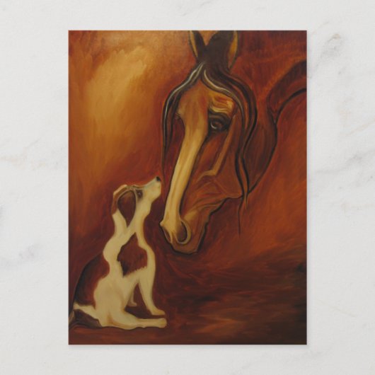 Horse en Jack Russell Briefkaart (Voorkant)