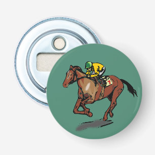 Horse en Jockey Horse Racing Dark Green Button Flesopener
