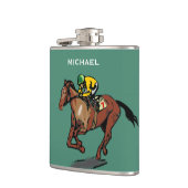 Horse en Jockey Horse Racing Green Persoonlijk Heupfles (Links)