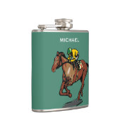 Horse en Jockey Horse Racing Green Persoonlijk Heupfles (Rechts)