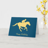 Horse en Jockey Racing Birthday Kaart (Gele Bloem)
