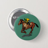 Horse en Jockey Ronde Button 5,7 Cm (Voorkant /achterkant)