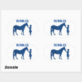 HORSE- EN MEISJES-STICKERS VERPERSONEN. OVALE STICKER (Vel)