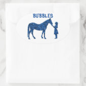 HORSE- EN MEISJES-STICKERS VERPERSONEN. OVALE STICKER (Tas)