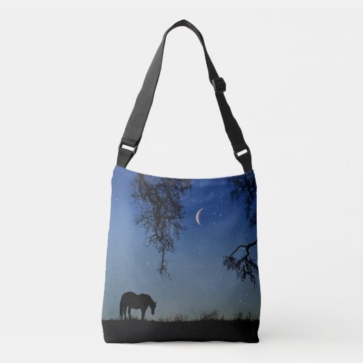 Horse en Moon Beauful Fine Fantasy Art Crossbody Tas (Voorkant)