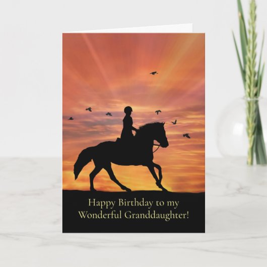 Horse en Rider Granddochter Birthday Kaart (Voorkant)