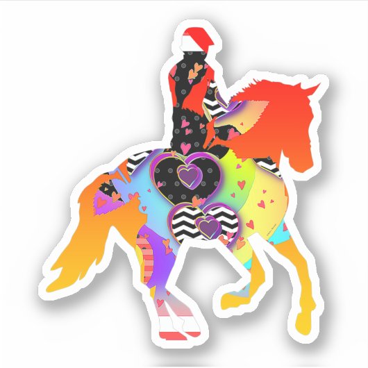 Horse en Rider Hearts Sticker (Voorkant)