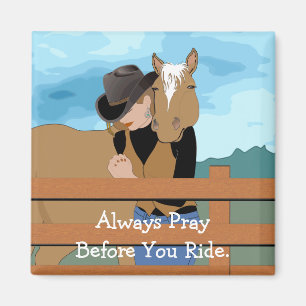 Horse en Rider Vector Art Prayer Magnet