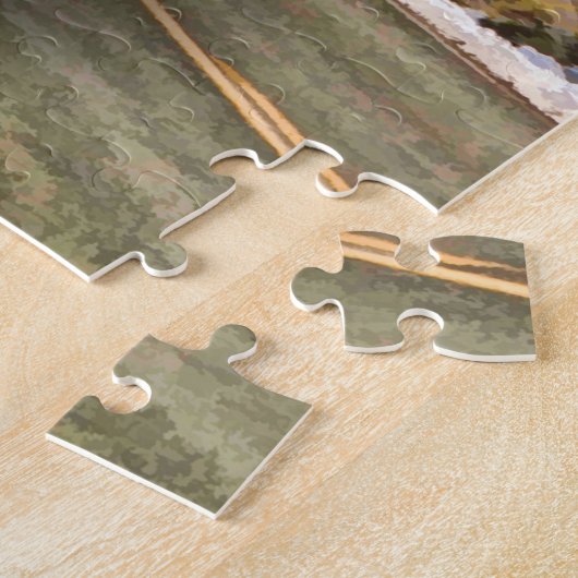 HORSE EN VERVOER MET MOUNT SHASTA JIGSAW PUZZLE LEGPUZZEL (Zijkant)