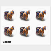 HORSE EN VERVOER RONDE STICKER (Vel)