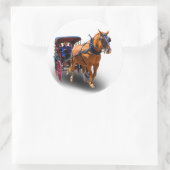 HORSE EN VERVOER RONDE STICKER (Tas)