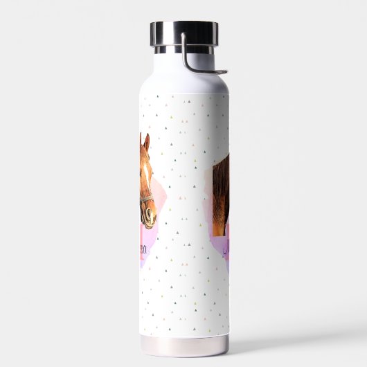Horse Equestrian Animal Monogram Pattern Water Bot Waterfles (Links)