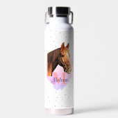 Horse Equestrian Animal Monogram Pattern Water Bot Waterfles (Voorkant)