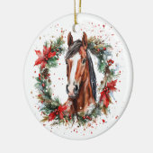 Horse Equestrian Christmas Wreath Festival Keramisch Ornament (Links)