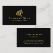 Horse Equestrian Equine Head Moderne Black & Gold Visitekaartje (Voorkant / Achterkant)