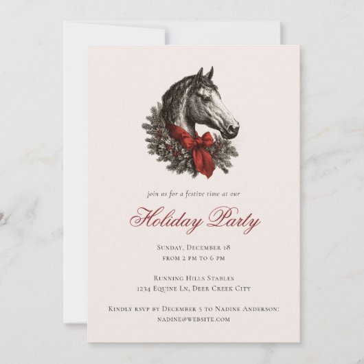 Horse Equestrian Festive Christmas Holiday Party Kaart (Voorkant)