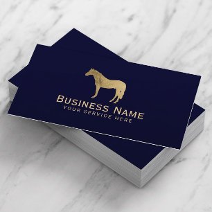 Horse Equestrian Horseback Riding Equine Navy Gold Visitekaartje