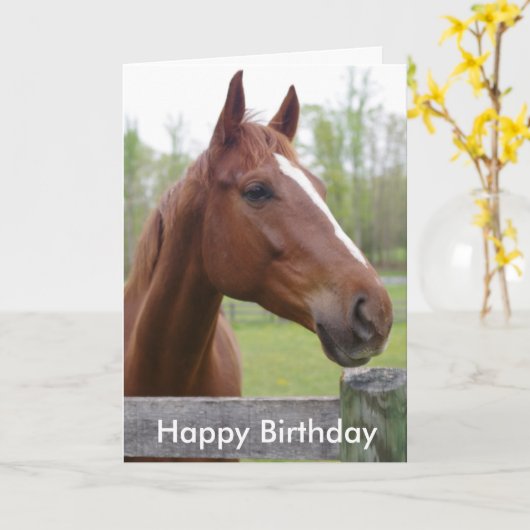 Horse Equestrian Hunter Birthday Kaart (Gele Bloem)