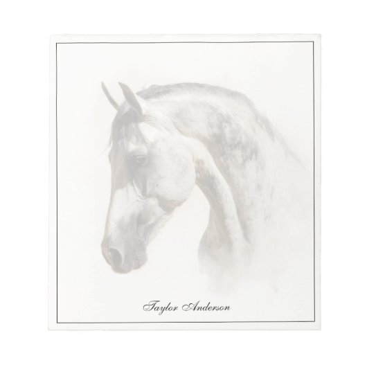 Horse Equestrian Lusitano Elegant Custom Name Notitieblok (Voorkant)