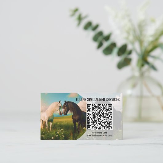 Horse Equine QR Code Visitekaartjes (Staand voorkant)