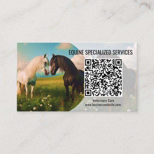 Horse Equine QR Code Visitekaartjes (Voorkant)