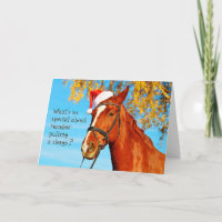 Horse Equine Santa Hat Funny Christmas Kaart