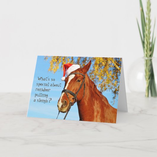 Horse Equine Santa Hat Funny Christmas Kaart (Voorkant)