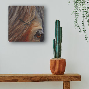 Horse Eye Fine Art-wandklok Vierkante Klok