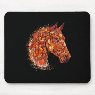 Horse Face Fall Leaves Thanksgiving Day Horseback Muismat