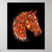 Horse Face Fall Leaves Thanksgiving Day Horseback Poster (Voorkant)