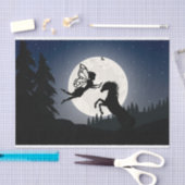 Horse Fairy Silhouette Moon Forest Hill Ontkoppeli Tissuepapier (Craft)