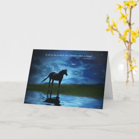 Horse Fantasy Edgar Allan Poe Blank Kaart (Gele Bloem)