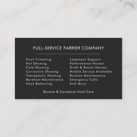 Horse Farrier Blacksmith Visitekaartje (Achterkant)