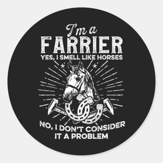 Horse Farrier Hero Hoefijzer Hoof Trimming Equine Ronde Sticker (Voorkant)