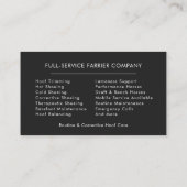 Horse Farrier Horseshoeing  Visitekaartje (Achterkant)