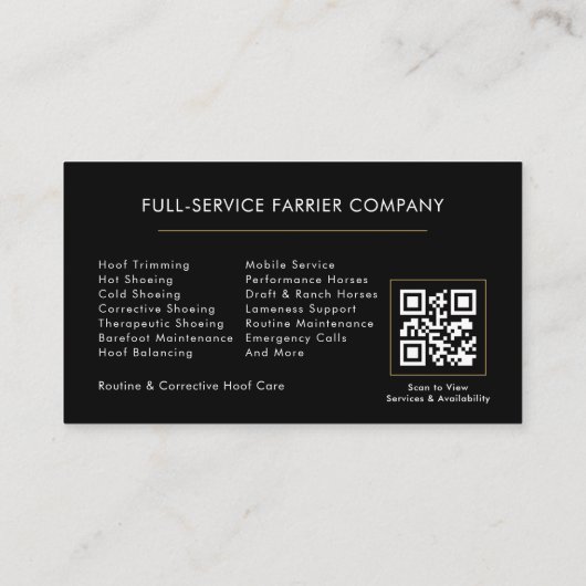 Horse Farrier QR Code Visitekaartje (Achterkant)