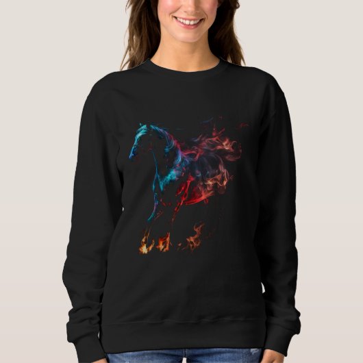Horse Flames Horse  Retro Rider Horses Trui (Voorkant)
