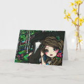 Horse Forest Butterfly Flower Fantasy Fairy Girl Kaart (Gele Bloem)