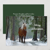 Horse Forest Snow Waterverf kerstflat Feestdagenkaart (Voorkant / Achterkant)
