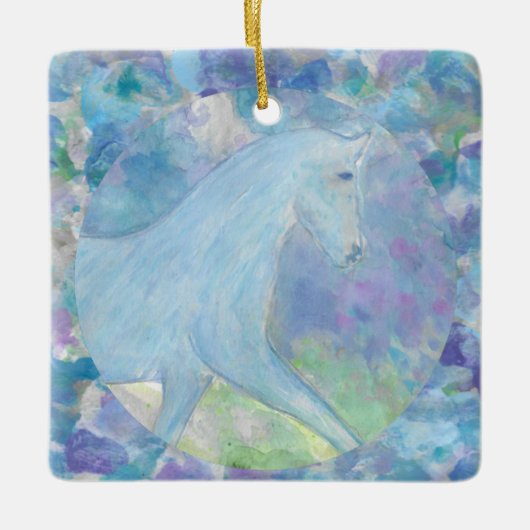 Horse Forward Dream Circle met Blauwgroen Art Orna Keramisch Ornament (Voorkant)