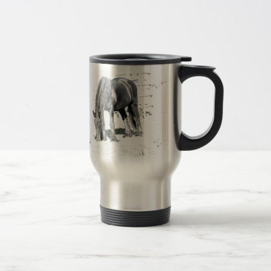 Horse Friesian Stallion Animal Natuur zwart wit Reisbeker (Rechts)