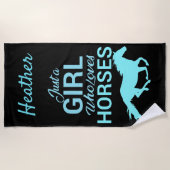 Horse Gallop een meisje dat van paarden houdt, gep Strandlaken (Voorkant)