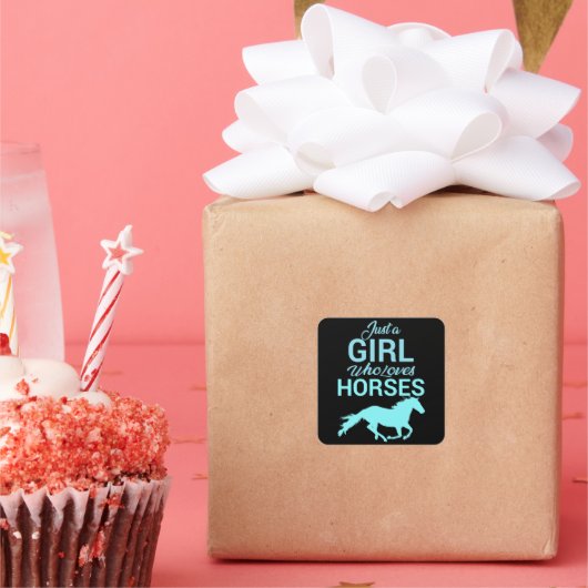 Horse Gallop een meisje dat van paarden houdt Vierkante Sticker (Feest)