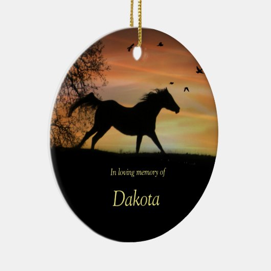 Horse Galloping met vogelgedenkteken Aangepaste na Keramisch Ornament (Rechts)