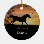 Horse Galloping met vogelgedenkteken Aangepaste na Keramisch Ornament (Voorkant)