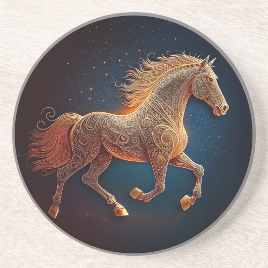 Horse Galloping Zandsteen Onderzetter (Voorkant)