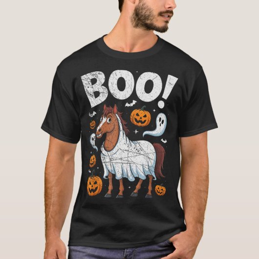 Horse Ghost Costume Funny Equestrian Horses Lover  T-shirt (Voorkant)